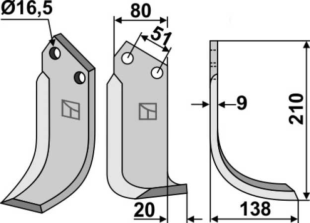 Fräsmesser 210x80mm, rechts